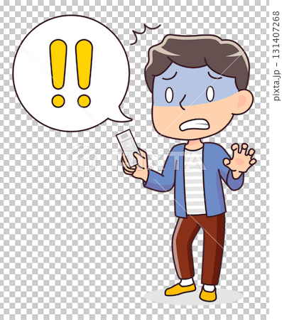 レシートを見て驚く男性のイラスト 131407268