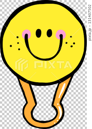 Groovy Retro School Supply Smile Face Paperclip Doodle Hand Drawn Groovy Retro School Supply Smile Face Paperclip Doodle Hand Drawn 131407502