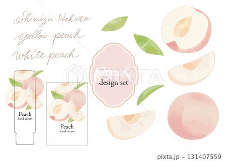 水彩の桃のベクターデザインセット 131407559