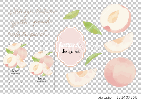 水彩の桃のベクターデザインセット 131407559