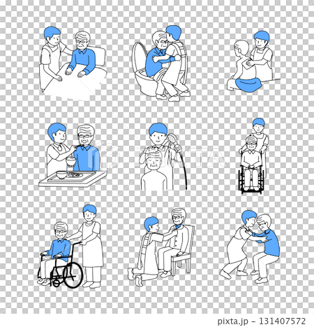 老人與照護人員日插圖集 131407572