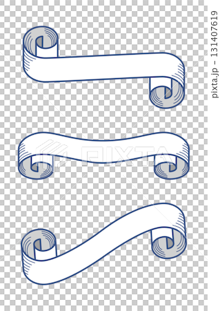 巻物風リボンバナーセット 白と青のデザイン 3種類 巻物風リボンバナーセット 白と青のデザイン 3種類 131407619