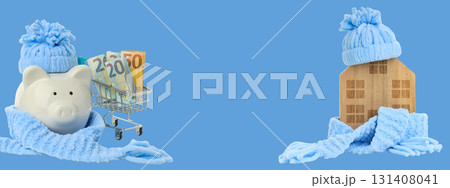 Piggy bank and house model highlight heating season savings tips Piggy bank and house model highlight heating season savings tips 131408041