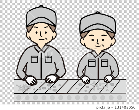 在零件工廠裝配線上檢查產品的中老年男女 在零件工廠裝配線上檢查產品的中老年男女 131408050