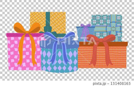 Illustration of lots of colorful gift boxes 131408163