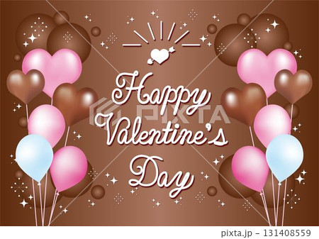 ステージ背景とハートバルーンのバレンタインイラスト 131408559