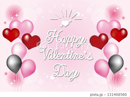 ステージ背景とハートバルーンのバレンタインイラスト 131408560