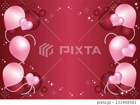 ステージ背景とハートバルーンのバレンタインイラスト 131408561