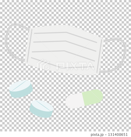 Mask and medicine illustration set 131408651