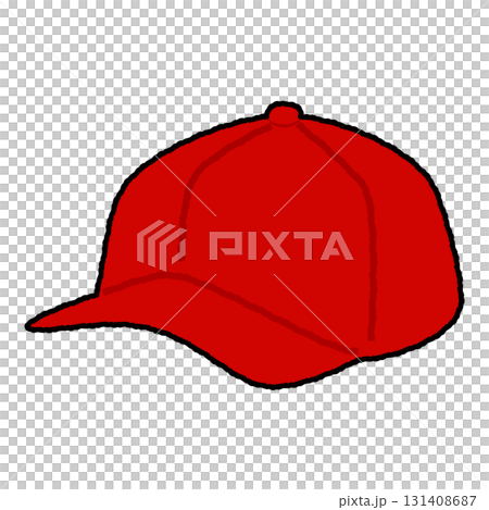 流行鮮紅色的帽子插畫素材 | 棒球帽，運動，時尚 131408687