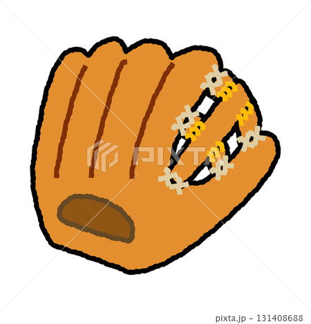 ポップで明るい野球グローブのイラスト素材｜スポーツ,ミット,道具 131408688