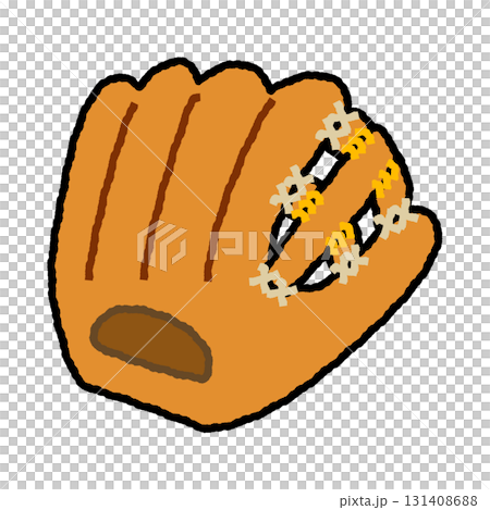ポップで明るい野球グローブのイラスト素材｜スポーツ,ミット,道具 131408688