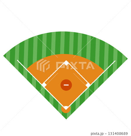 ポップでカラフルな野球フィールドのイラスト素材｜球場,ダイヤモンド,スポーツ 131408689
