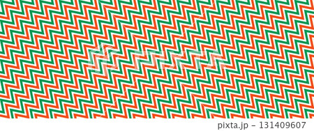Candy cane zigzag stripe seamless pattern. Red and green zig zag repeated background. Christmas wrapping paper wallpaper. Xmas peppermint backdrop. Winter holiday gift lines print design. Vector 131409607