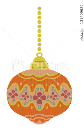 かわいいオレンジのクリスマスオーナメントのイラスト 131409620