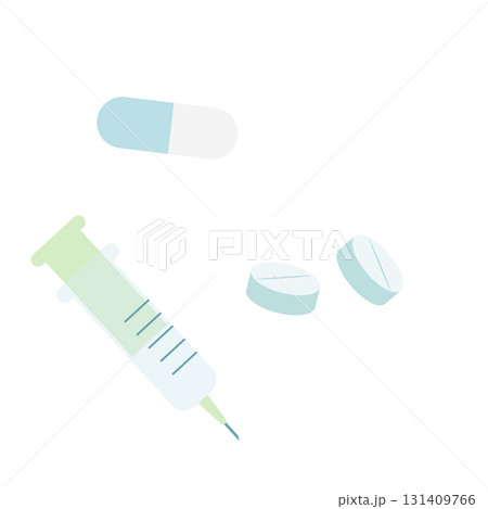 注射器と錠剤の医療イラスト素材 131409766