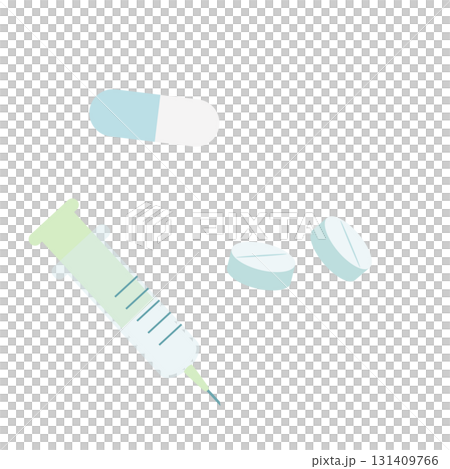 注射器和藥丸醫學插畫素材 131409766