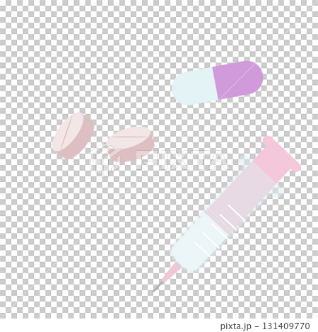 注射器和藥丸醫學插畫素材 131409770