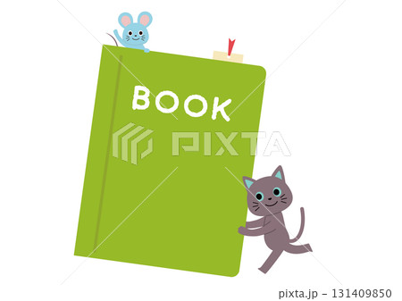本と猫とネズミのイラスト 本と猫とネズミのイラスト 131409850