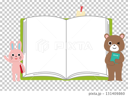 Open book and animal frame Open book and animal frame 131409860