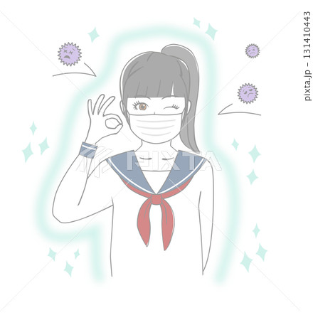 マスクをする女子生徒 131410443