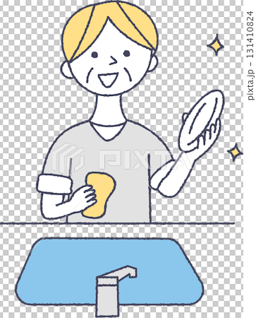 皿洗いをするシニア女性 131410824