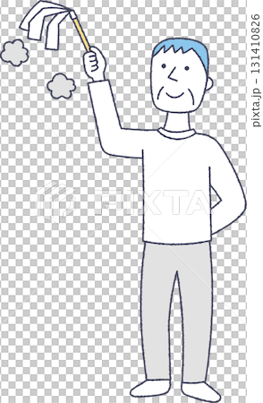 老人用撣子打掃衛生 老人用撣子打掃衛生 131410826