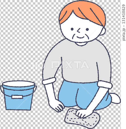 Senior woman mopping 131410829