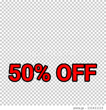 50%オフを強調する赤文字セールデザイン 50%オフを強調する赤文字セールデザイン 131411115