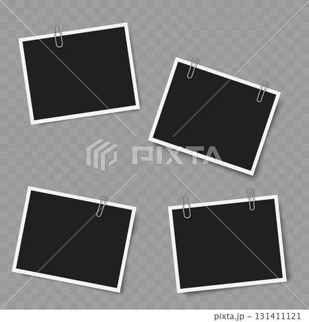 Set of Blank Photo Frames with Clips. Realistic Mockup. Vector Set of Blank Photo Frames with Clips. Realistic Mockup. Vector 131411121