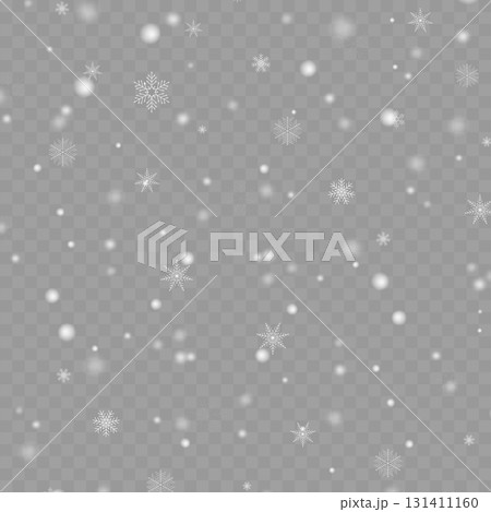 Realistic falling snow and snowflakes overlay effect for winter design. Vector Realistic falling snow and snowflakes overlay effect for winter design. Vector 131411160