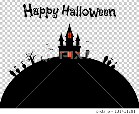 Autumn Halloween Spooky Mansion and Graveyard Frame Letters 131411281