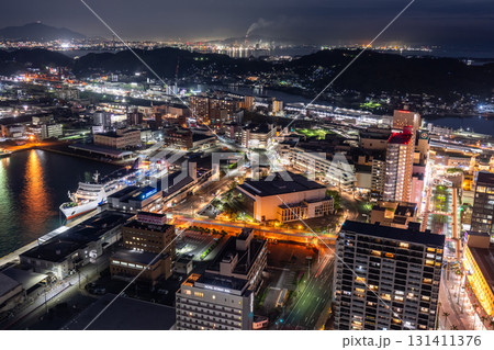 《山口県》下関市中心街・関門海峡の夜景 131411376