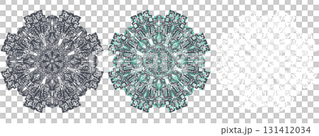 曼陀羅圖案設計,翡翠色的光束從堡壘射出 曼陀羅圖案設計,翡翠色的光束從堡壘射出 131412034