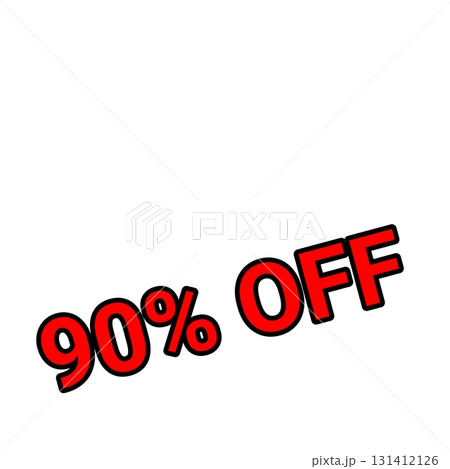 90%オフを強調する赤文字セールデザイン 90%オフを強調する赤文字セールデザイン 131412126