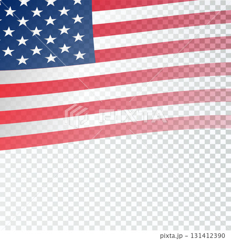 American waving flag isolated on transparent background with copy space. Vector 131412390