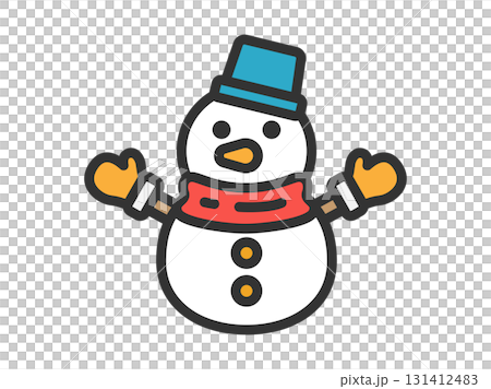 戴著漁夫帽的雪人圖示（線條畫顏色）的插圖 131412483