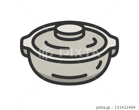 土鍋のアイコン（線画カラー）のイラスト 131412484