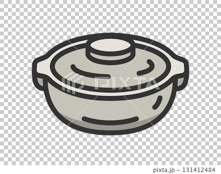 Illustration of earthenware pot icon (line drawing color) 131412484
