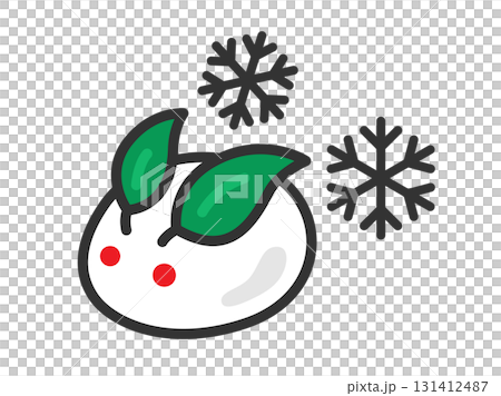 Illustration of a snow rabbit icon (line drawing color) 131412487