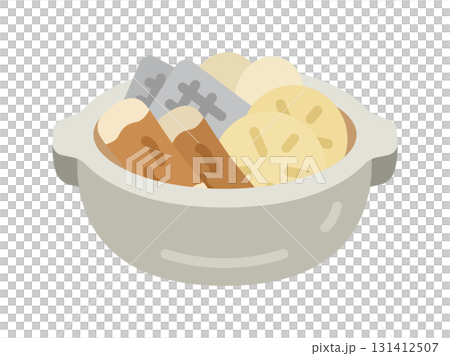 Illustration of an oden icon in a clay pot 131412507
