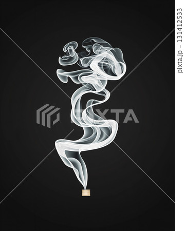 Graphic smoke on black background. Smoke from cigarettes is harmful to health. AI Generated. 131412533