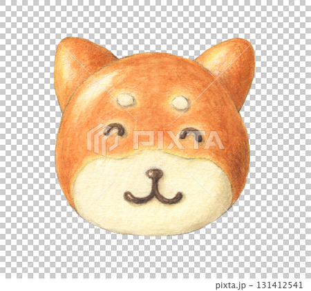 ニコニコパン　しば犬さん　手描き水彩色鉛筆イラスト 131412541