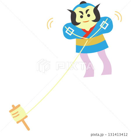 空を飛ぶやっこ凧のベクターイラスト 空を飛ぶやっこ凧のベクターイラスト 131413412