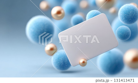 Abstract digital card floating with spheres 131413471