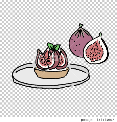 いちじくを添えたいちじくタルトのカラーイラスト 131413607