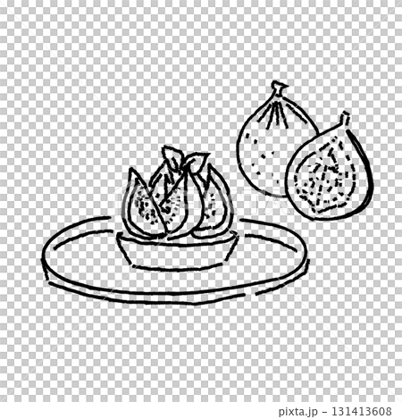 無花果餡餅的線條畫插圖 131413608