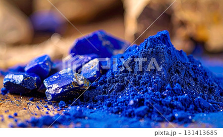 ラピスラズリを砕いた天然の顔料2  ラピスラズリを砕いた天然の顔料2  131413685