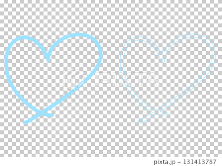Handwritten simple blue heart mark set Handwritten simple blue heart mark set 131413787