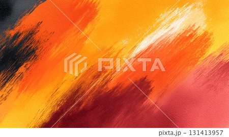 ダイナミックなオレンジと黄色の筆触による抽象的ペイント背景 ダイナミックなオレンジと黄色の筆触による抽象的ペイント背景 131413957